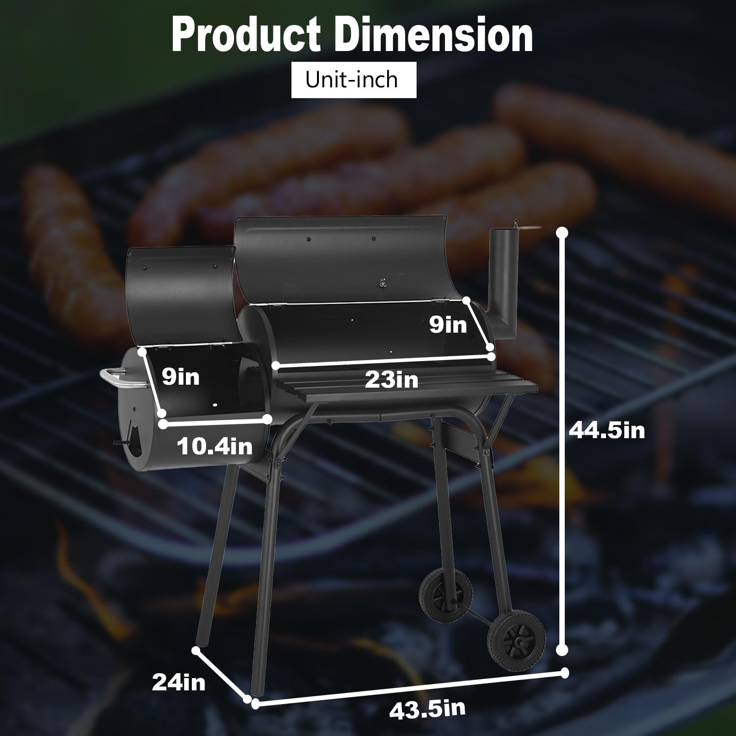 Heavy-Duty Charcoal BBQ Grill 43-Inch for Outdoor Cooking