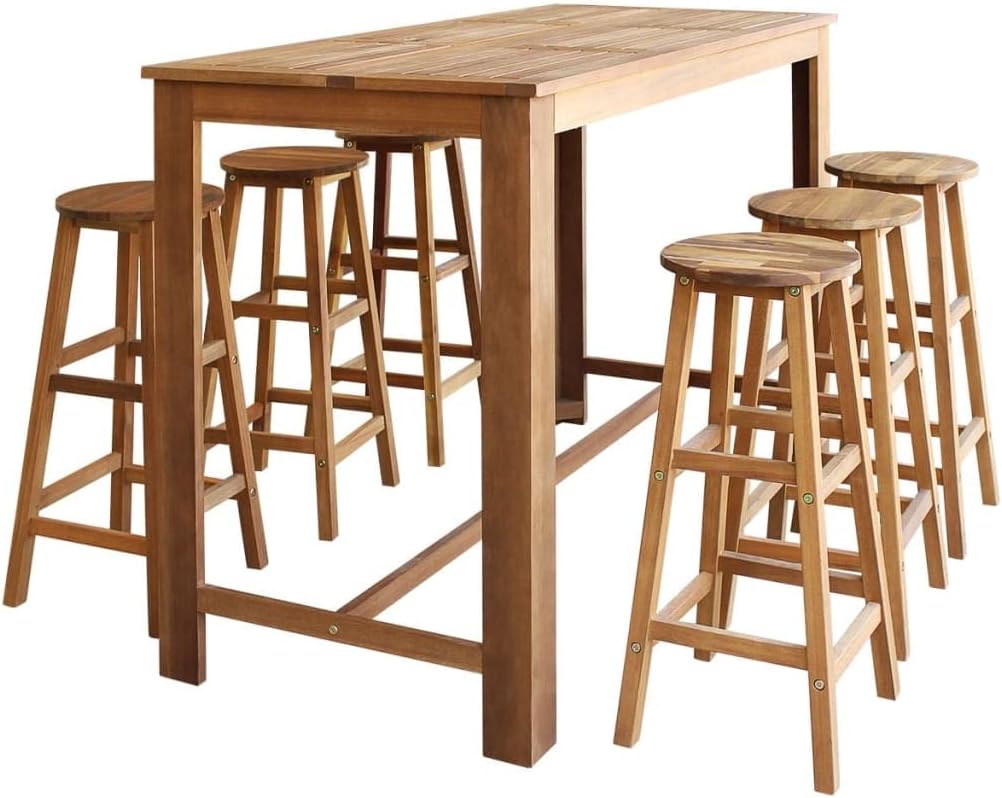 Acacia Wood Outdoor Dining Set Patio Table & Chairs Set