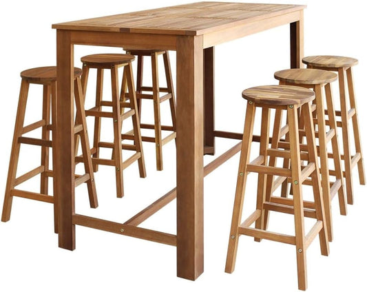 Acacia Wood Outdoor Dining Set Patio Table & Chairs Set