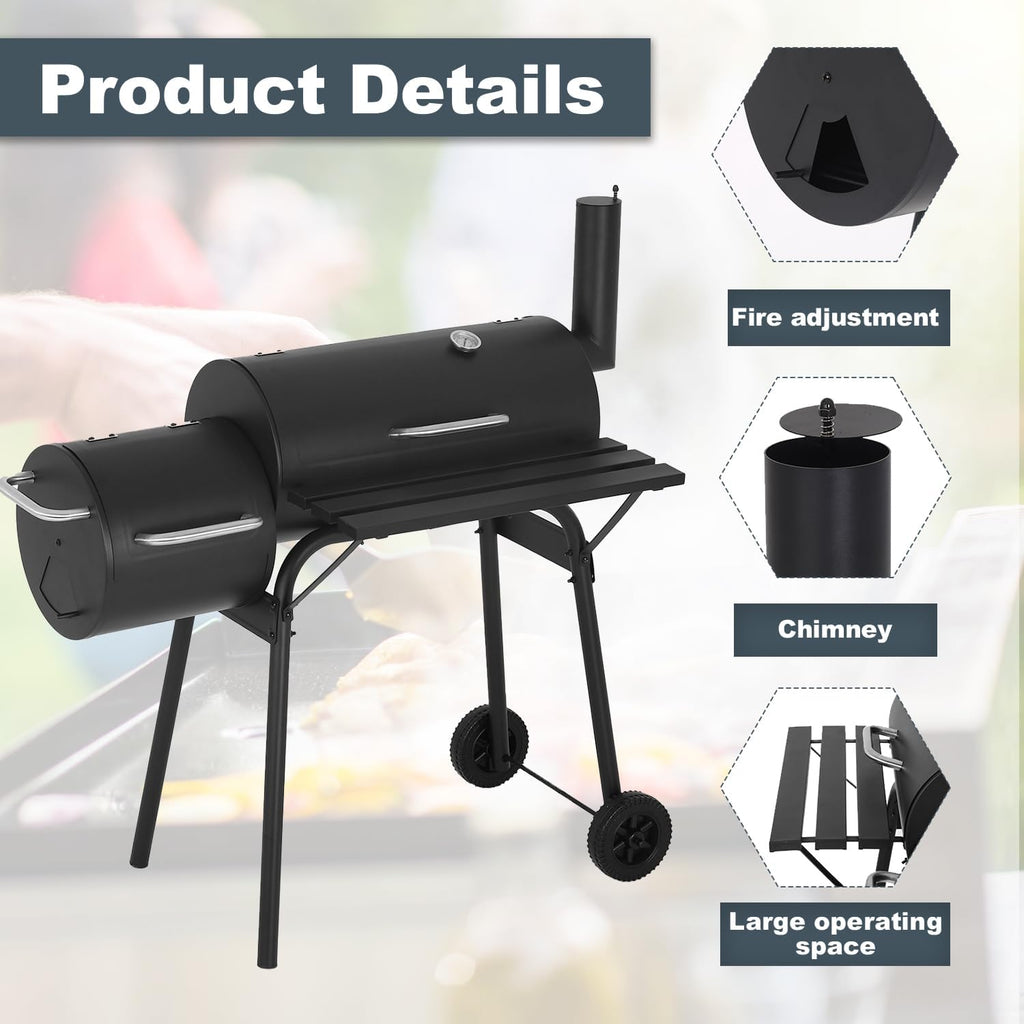 Heavy-Duty Charcoal BBQ Grill 43-Inch for Outdoor Cooking