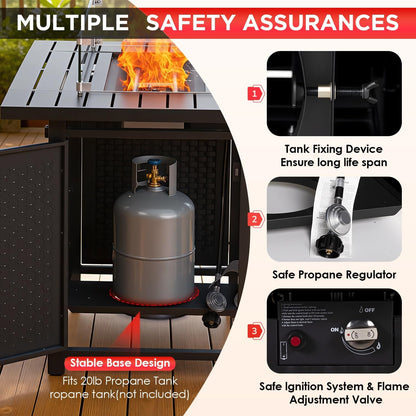 Fire Pit Table Outdoor Propane Patio Heating & Ambience