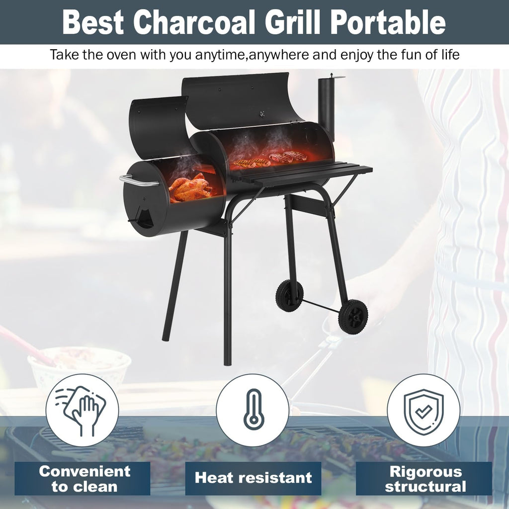 Heavy-Duty Charcoal BBQ Grill 43-Inch for Outdoor Cooking