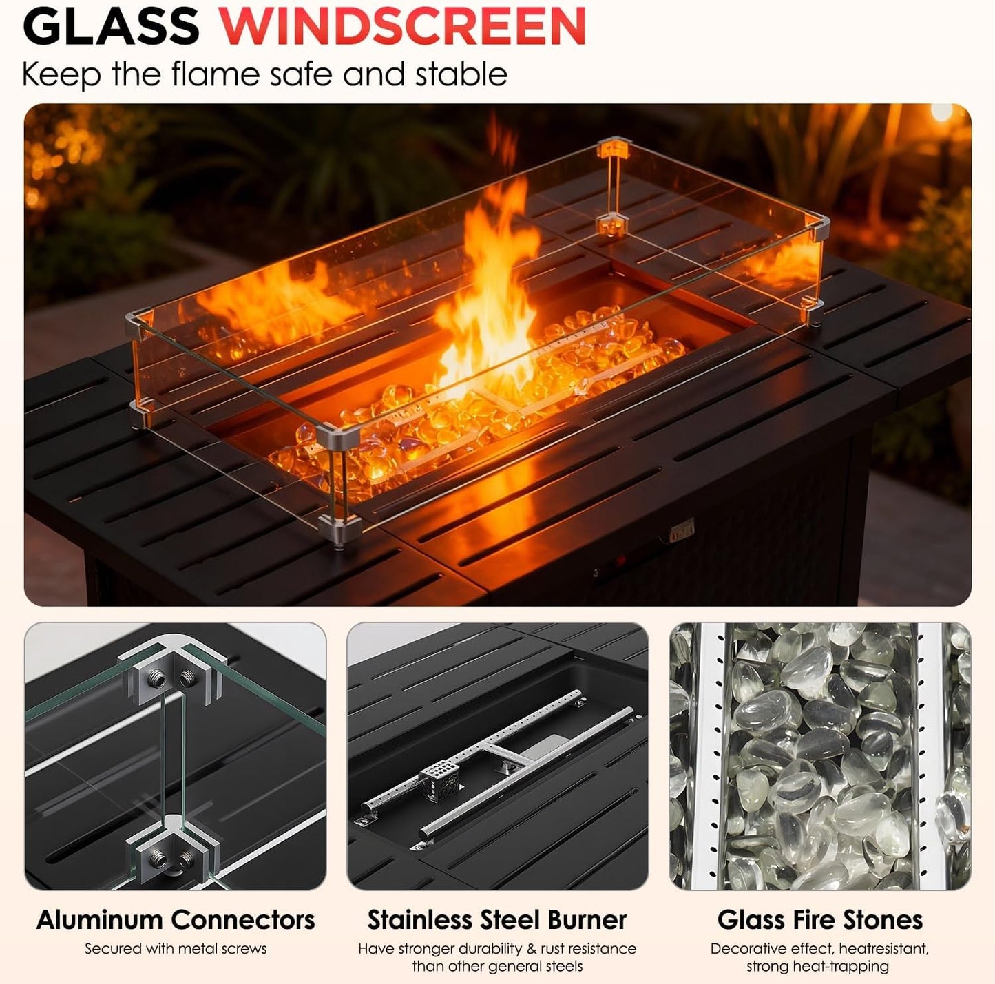 Fire Pit Table Outdoor Propane Patio Heating & Ambience
