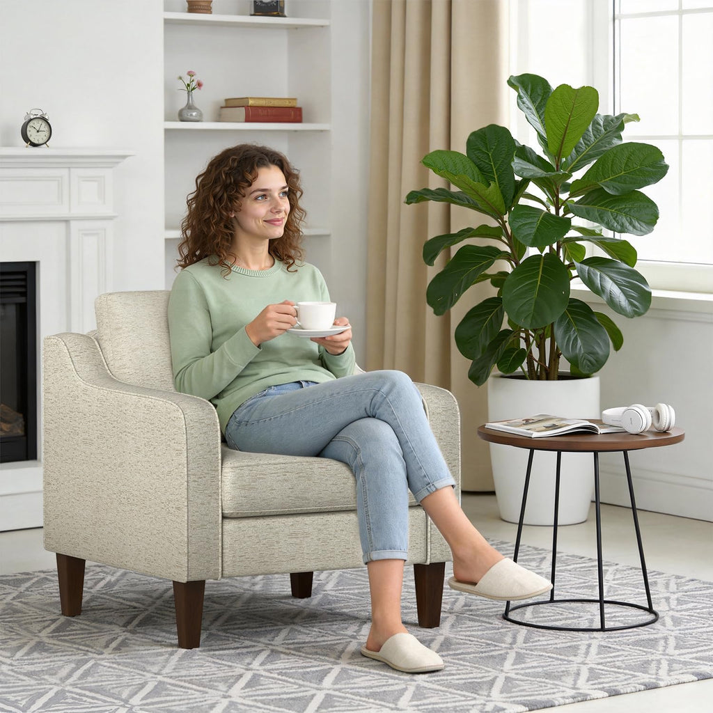 Upholstered Accent Chair Mid-Century Modern Cozy Armchair