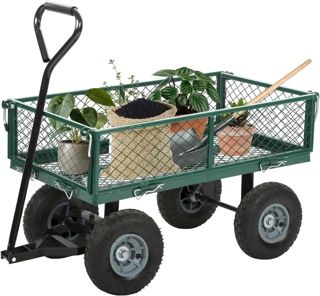 Large Capacity Garden Cart Heavy-Duty Steel Utility Wagon