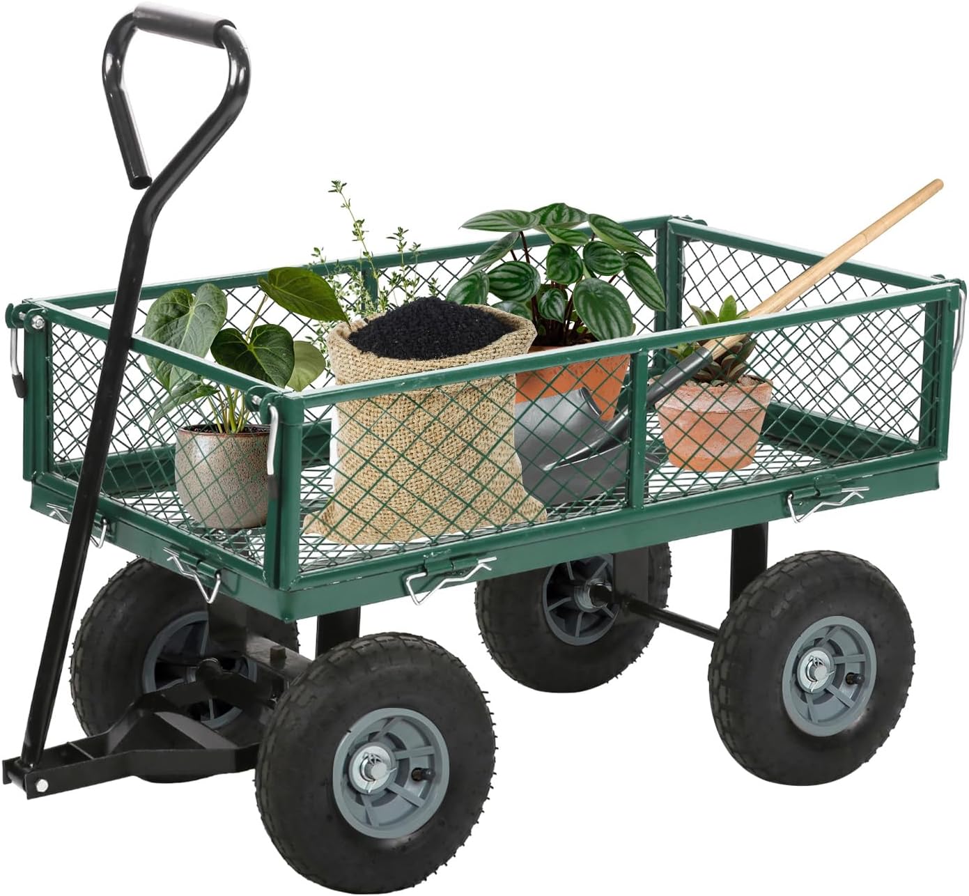 Large Capacity Garden Cart Heavy-Duty Steel Utility Wagon