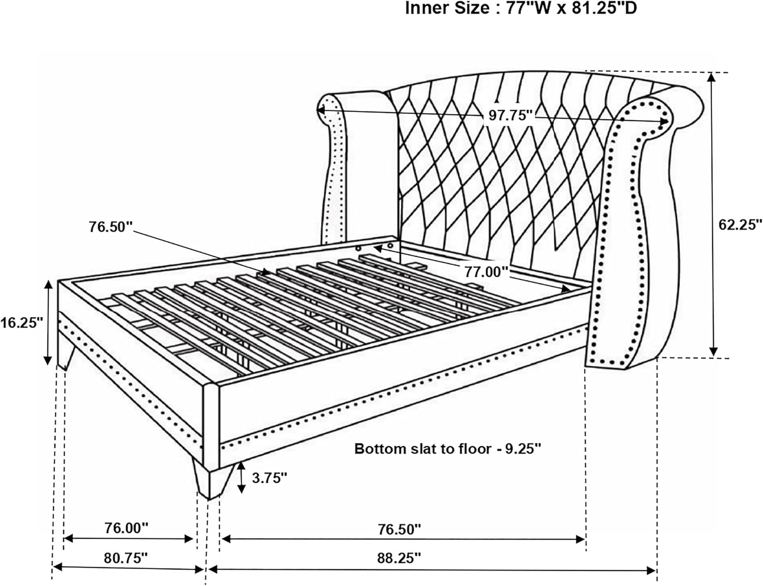 Modern Wood Platform Bed Queen Size Bedroom Furniture
