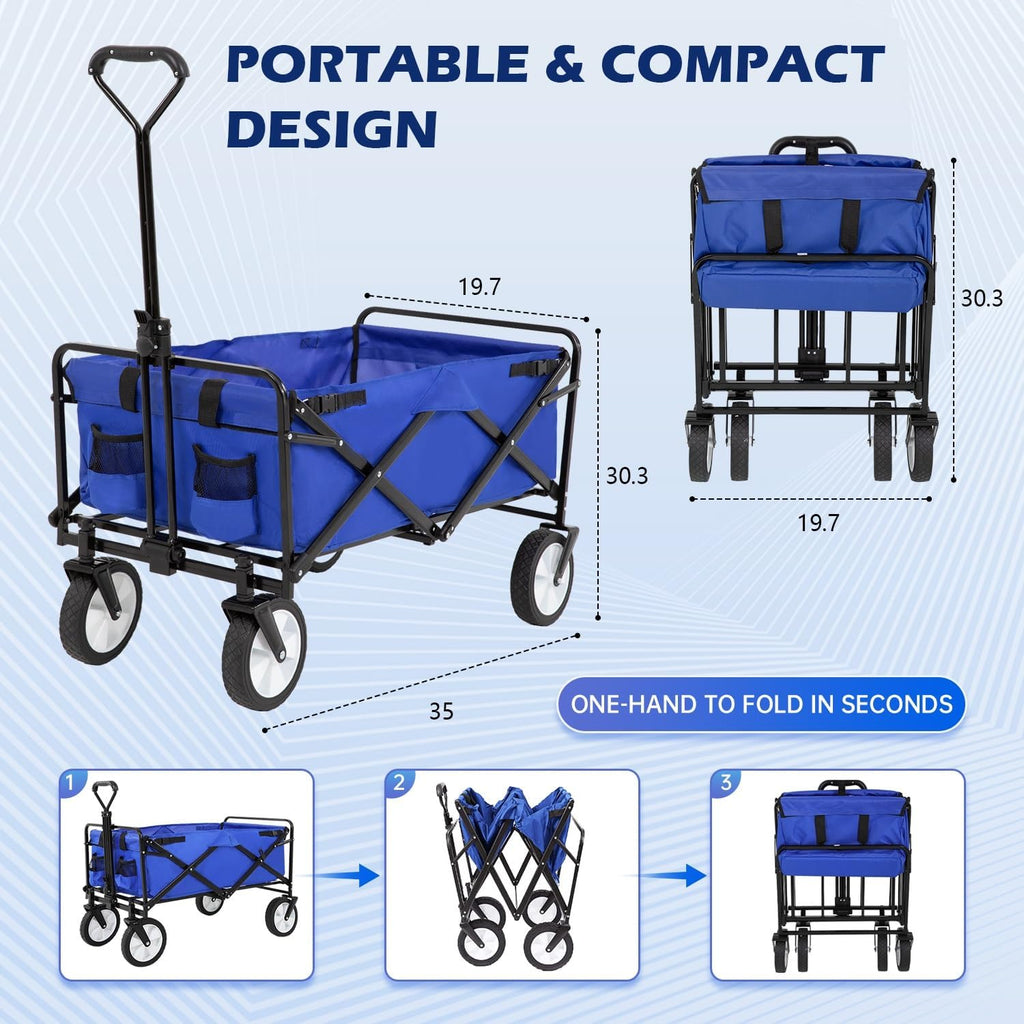 Collapsible Wagon Cart 39L Portable Foldable Utility Cart