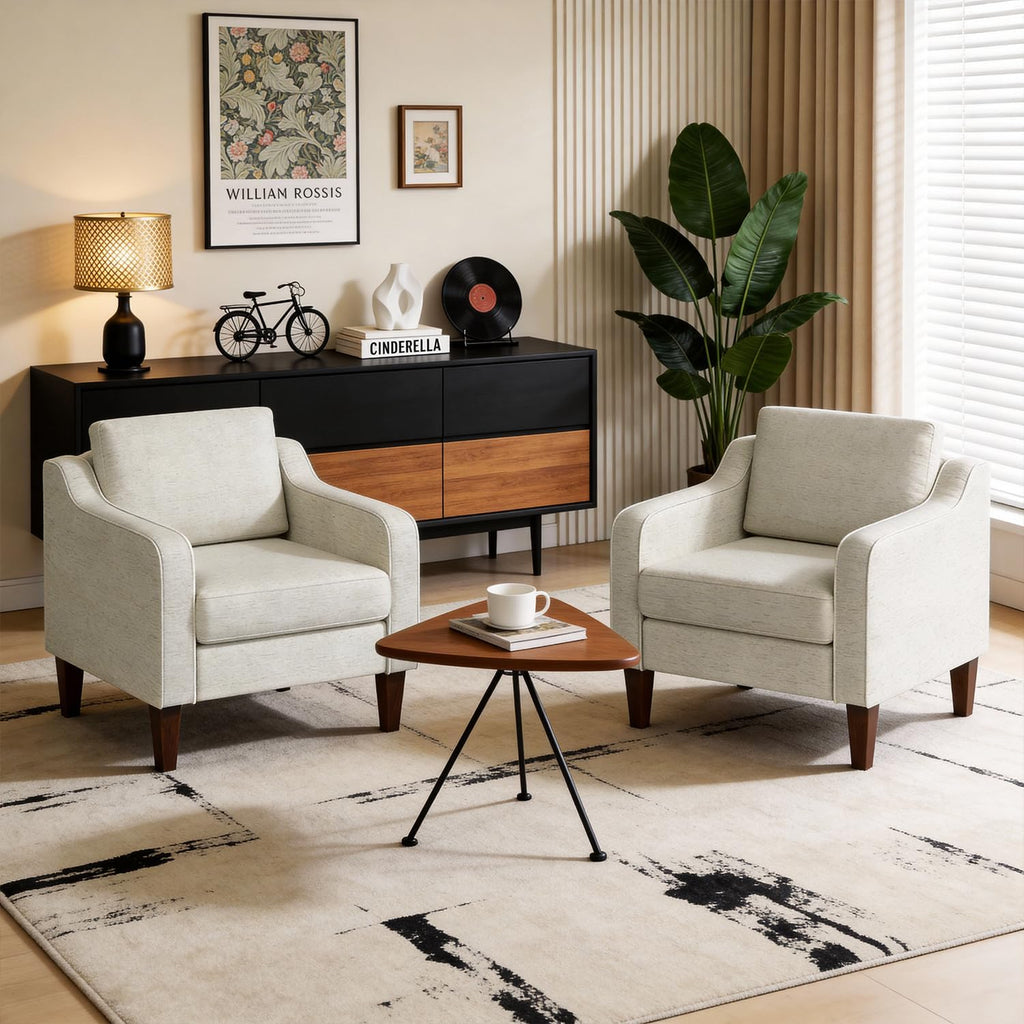 Upholstered Accent Chair Mid-Century Modern Cozy Armchair