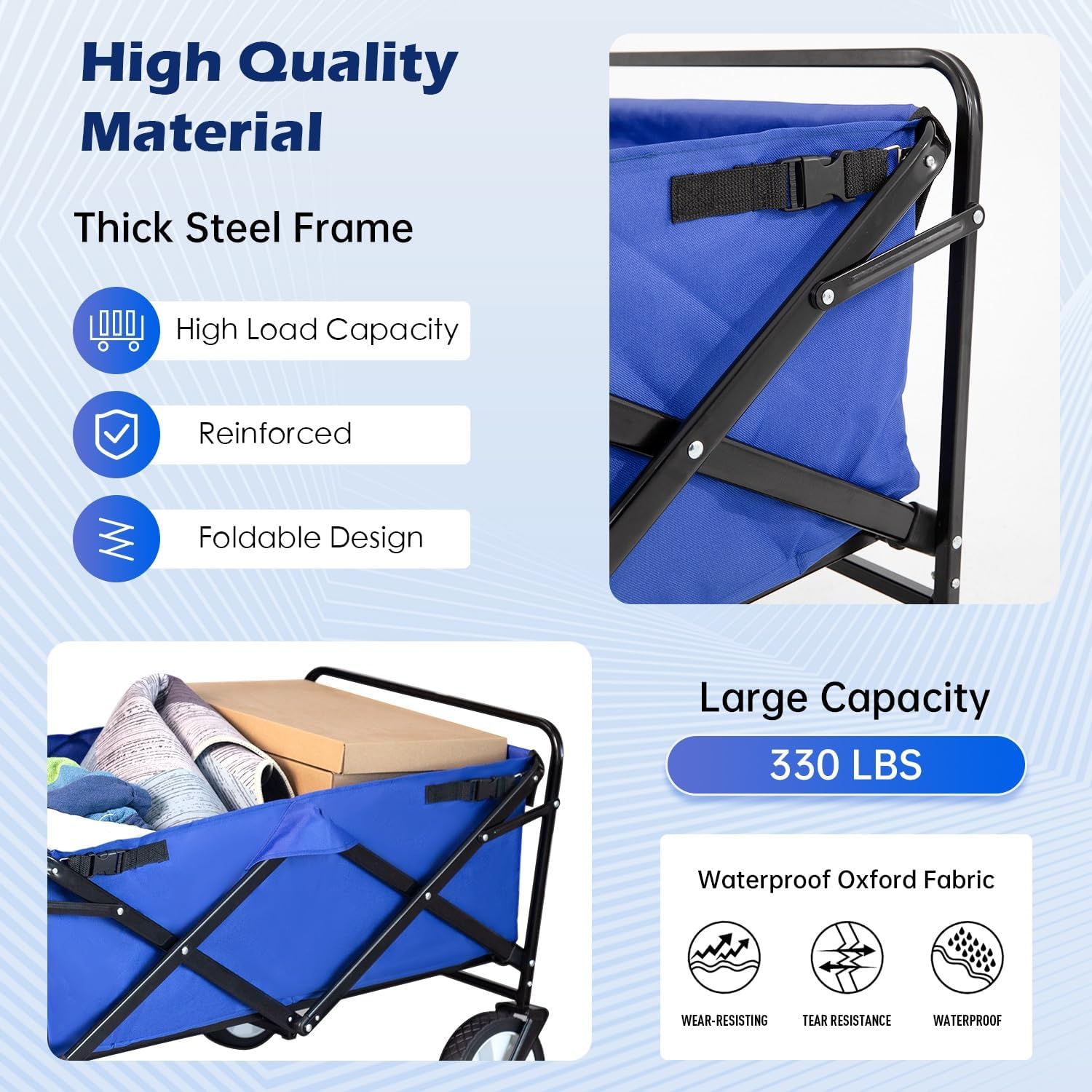 Collapsible Wagon Cart 39L Portable Foldable Utility Cart