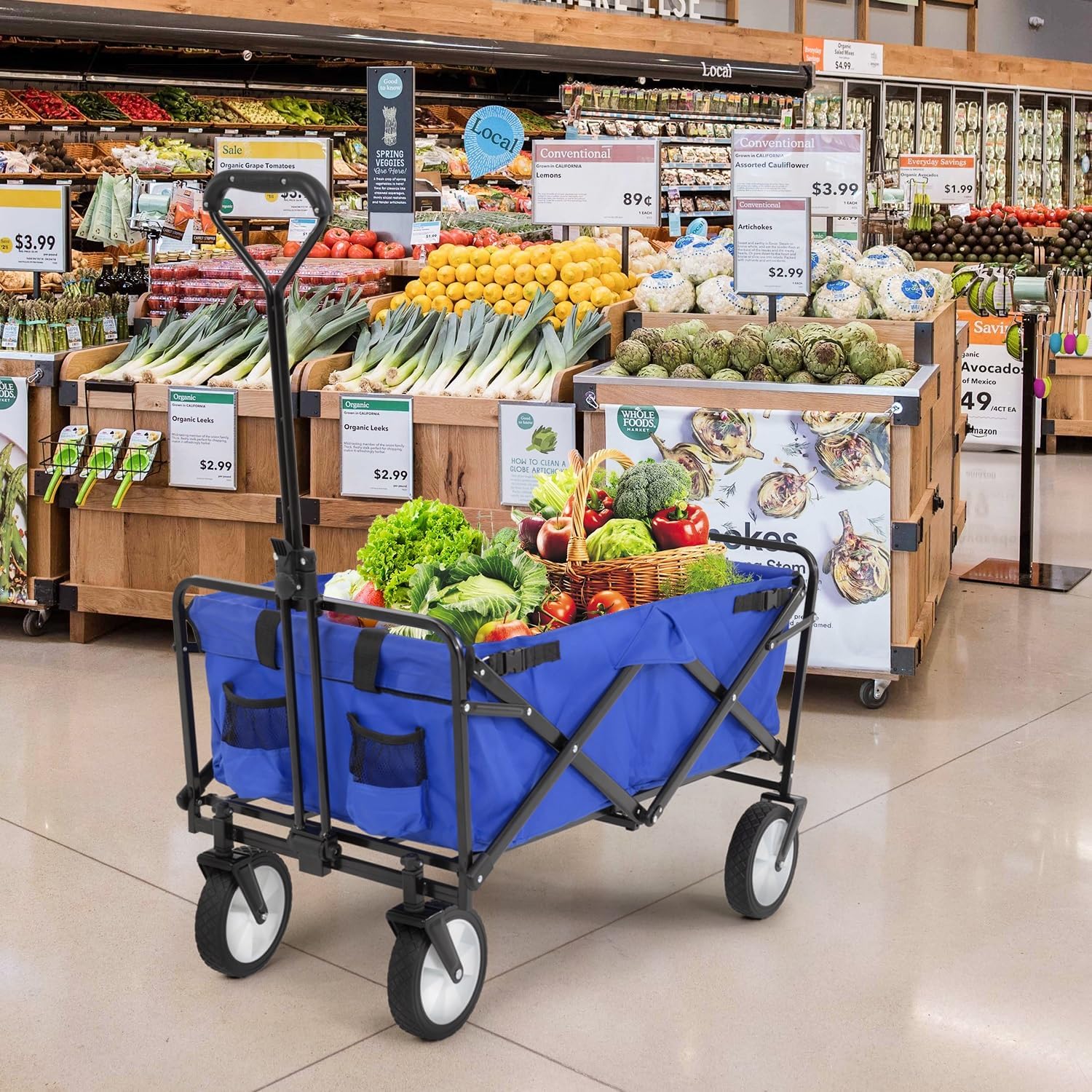 Collapsible Wagon Cart 39L Portable Foldable Utility Cart