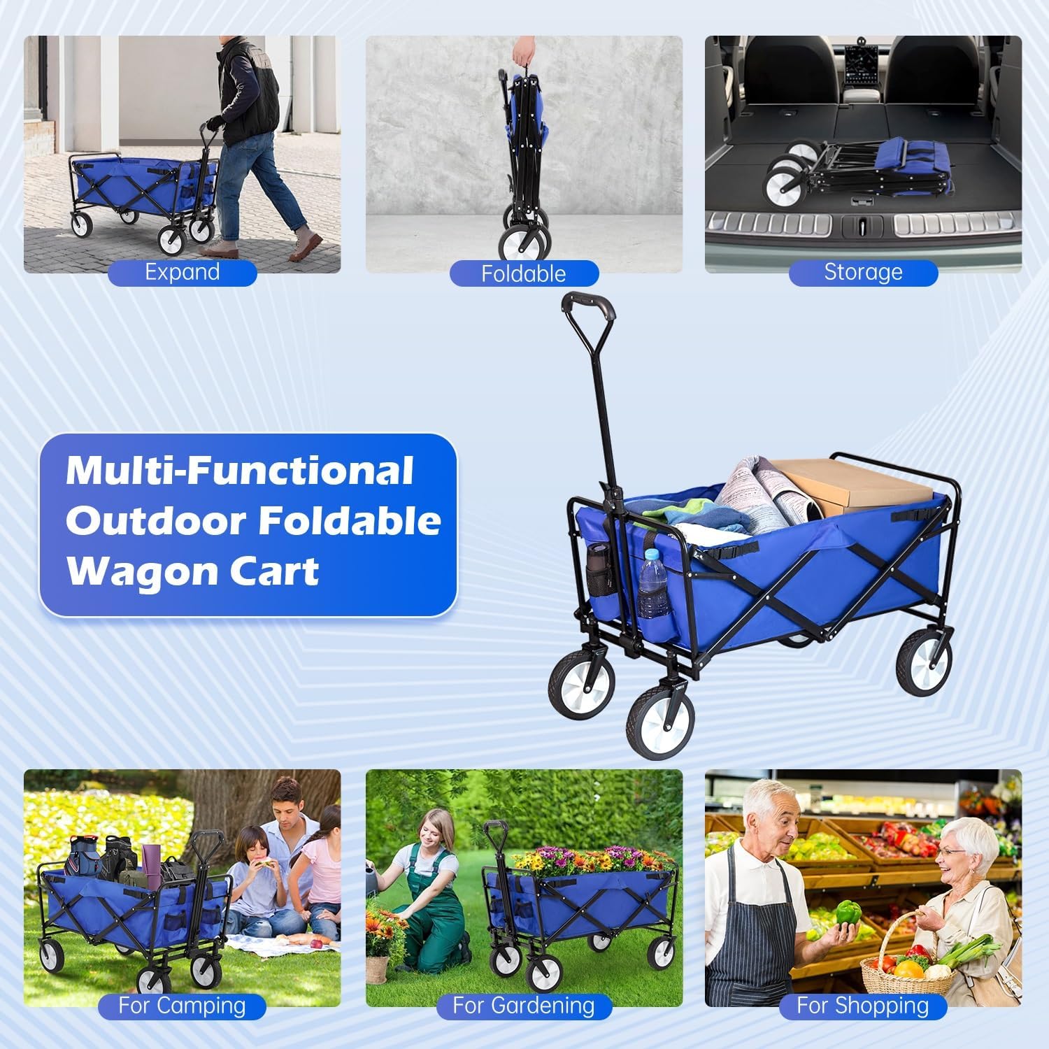 Collapsible Wagon Cart 39L Portable Foldable Utility Cart