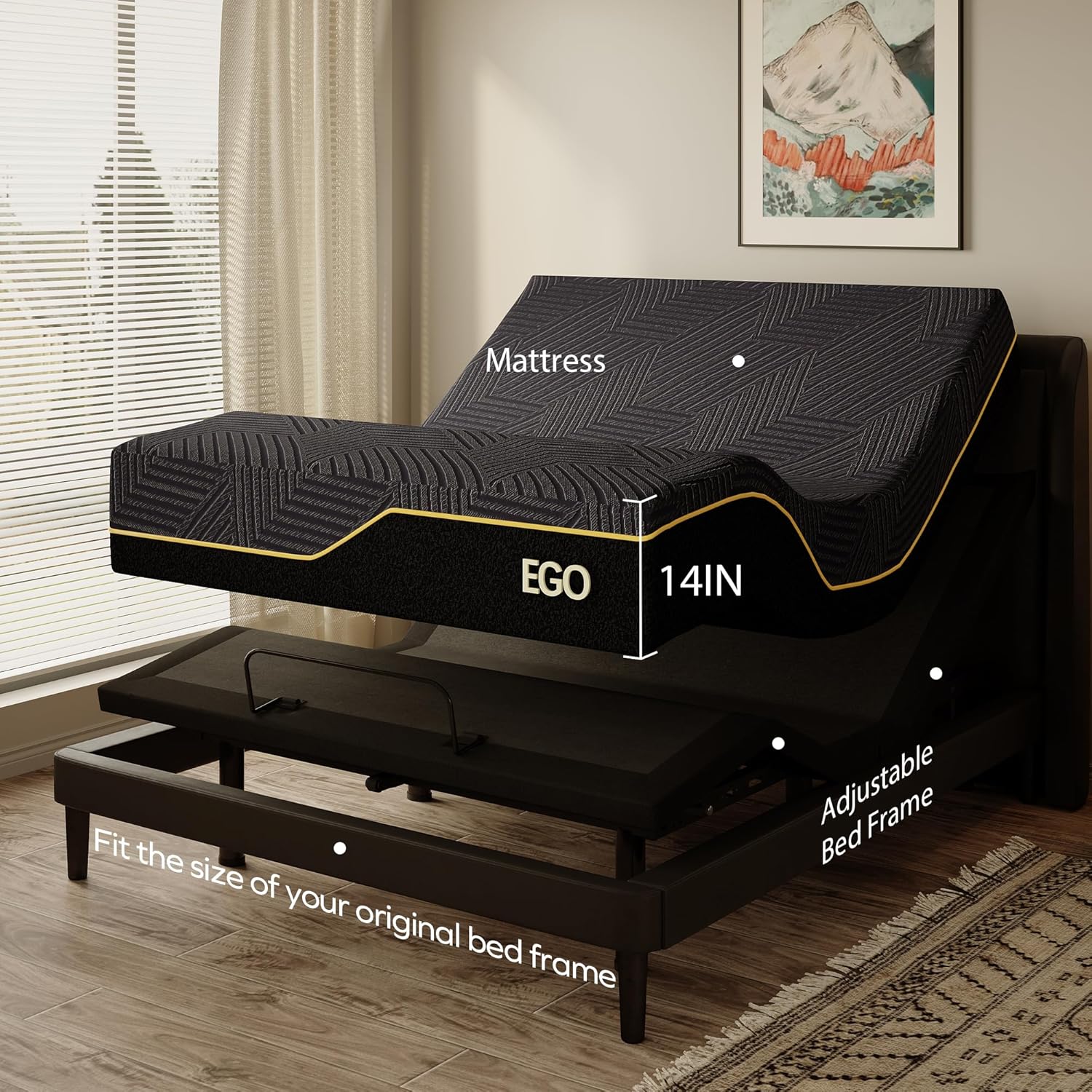 Adjustable Electric Bed Frame Foldable Zero Gravity Sleep Bed