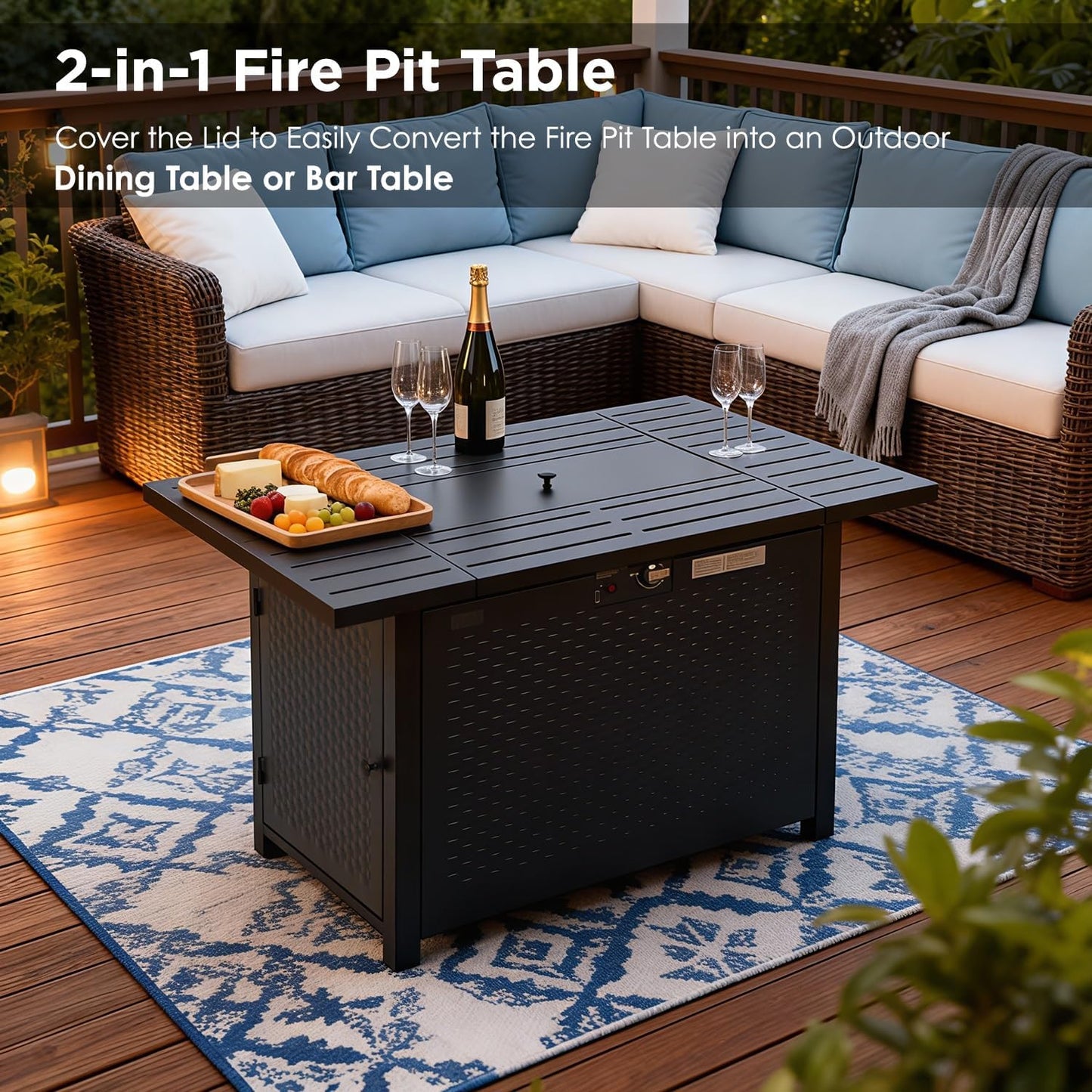 Fire Pit Table Outdoor Propane Patio Heating & Ambience