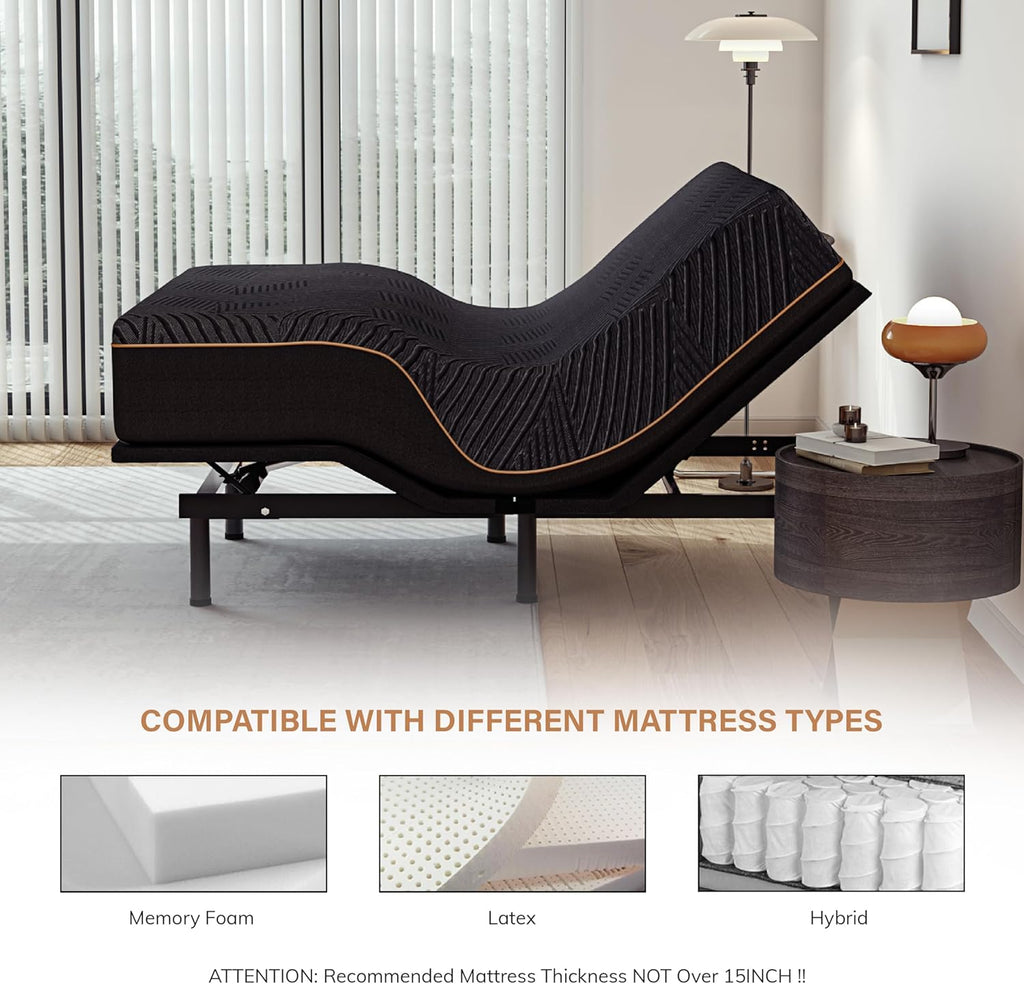 Adjustable Electric Bed Frame Foldable Zero Gravity Sleep Bed