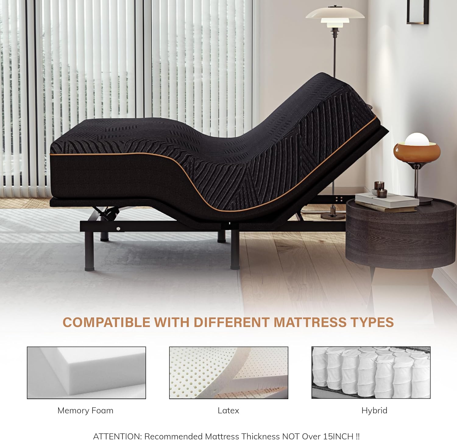 Adjustable Electric Bed Frame Foldable Zero Gravity Sleep Bed