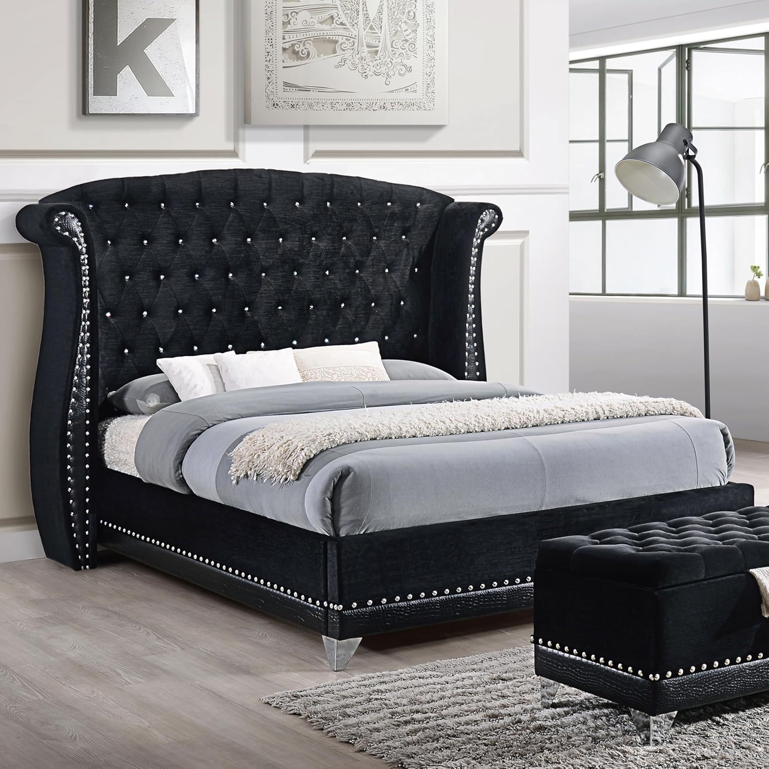 Modern Wood Platform Bed Queen Size Bedroom Furniture